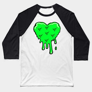 Green Melting Acid Heart Baseball T-Shirt